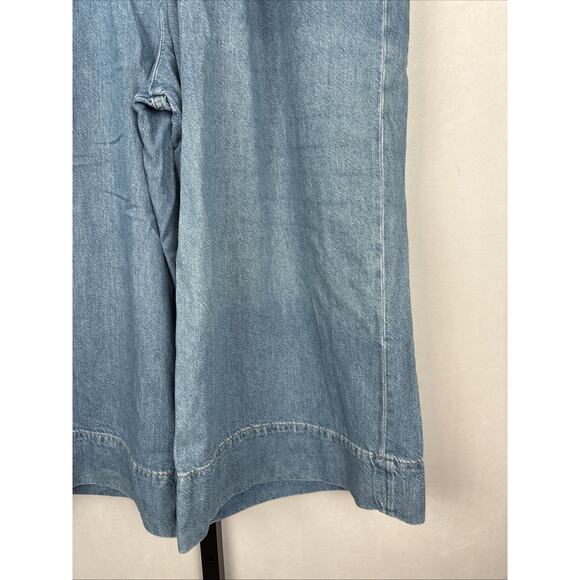 Anthropologie Pilcro Wide Leg Cropped Jeans Women's 32P Petite Blue Lightweight - Picture 4 of 11